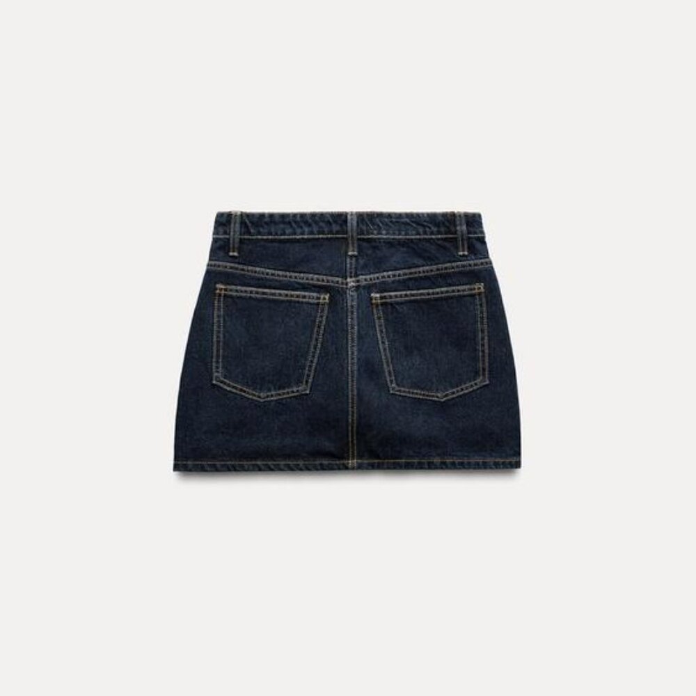 ZARA DENIM MINI SKIRT - Picture 4 of 9